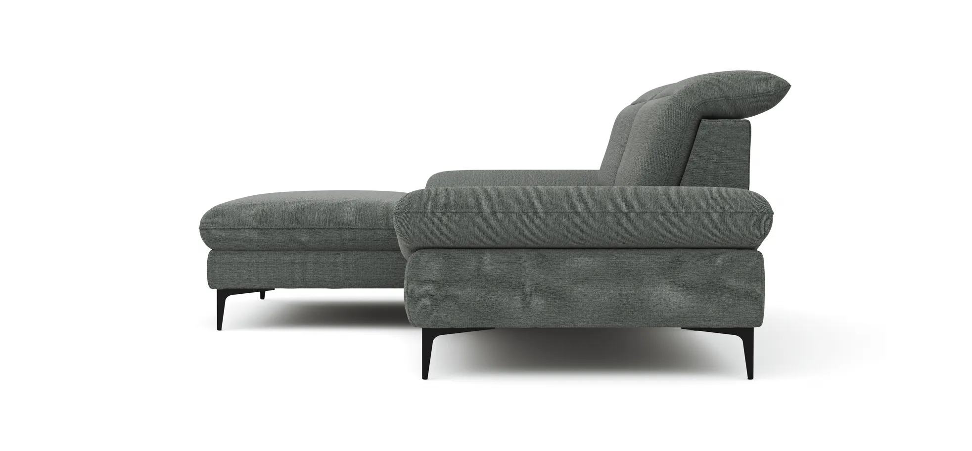 Ecksofa Alegria - Longchair links mit 1,5-Sitzer inkl. Kopfteil/ Armlehne/ Sitztiefe verstellbar, Stoff, Eisblau