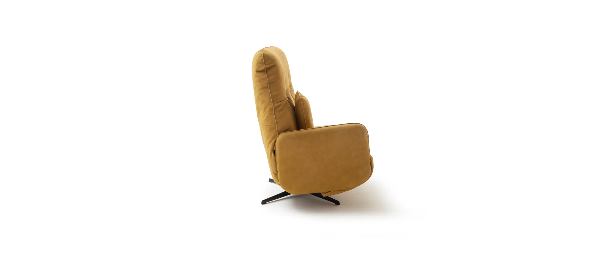 Loungesessel Lovere - Leder, Curry, Armlehne links