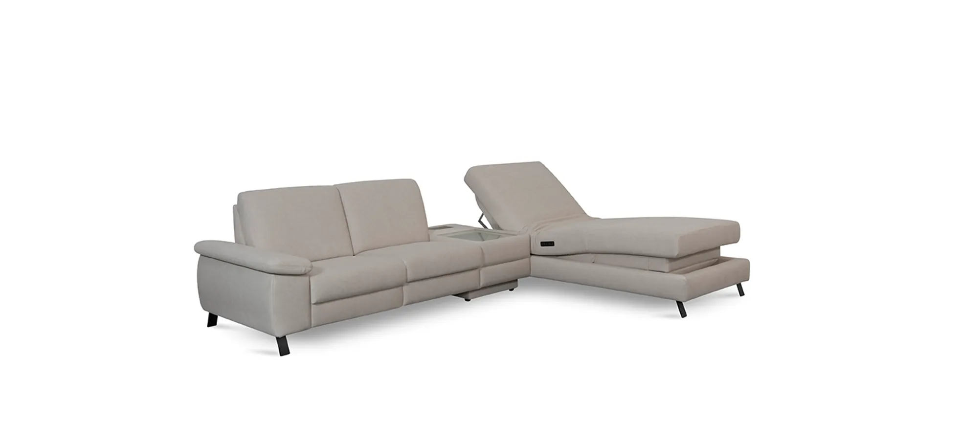 Ecksofa Colombia - 2,5-Sitzer mit Ecke rechts. Stoff, Elfenbein