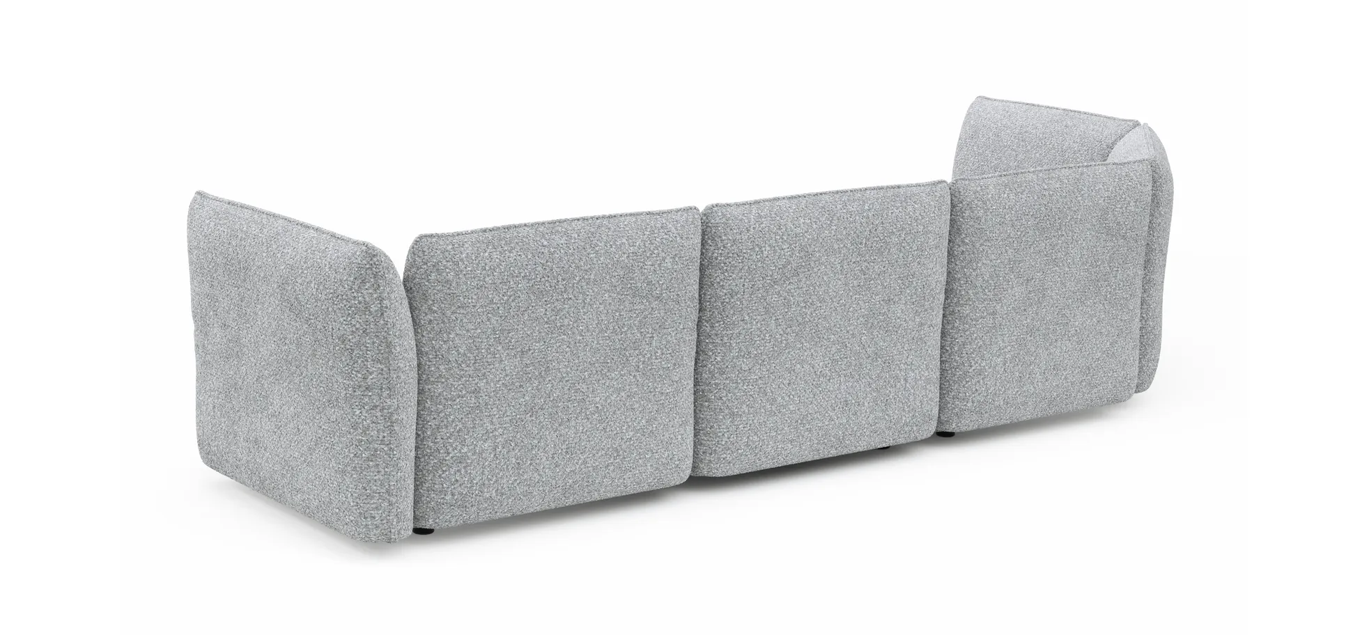 Trapezsofa Motone - Ecke links mit 2-Sitzer, Stoff, Hellgrau