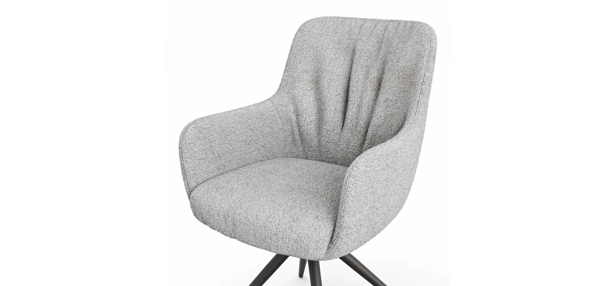 Armlehnstuhl Mis Legere - Boucle, Grau, Stativ, Anthrazit