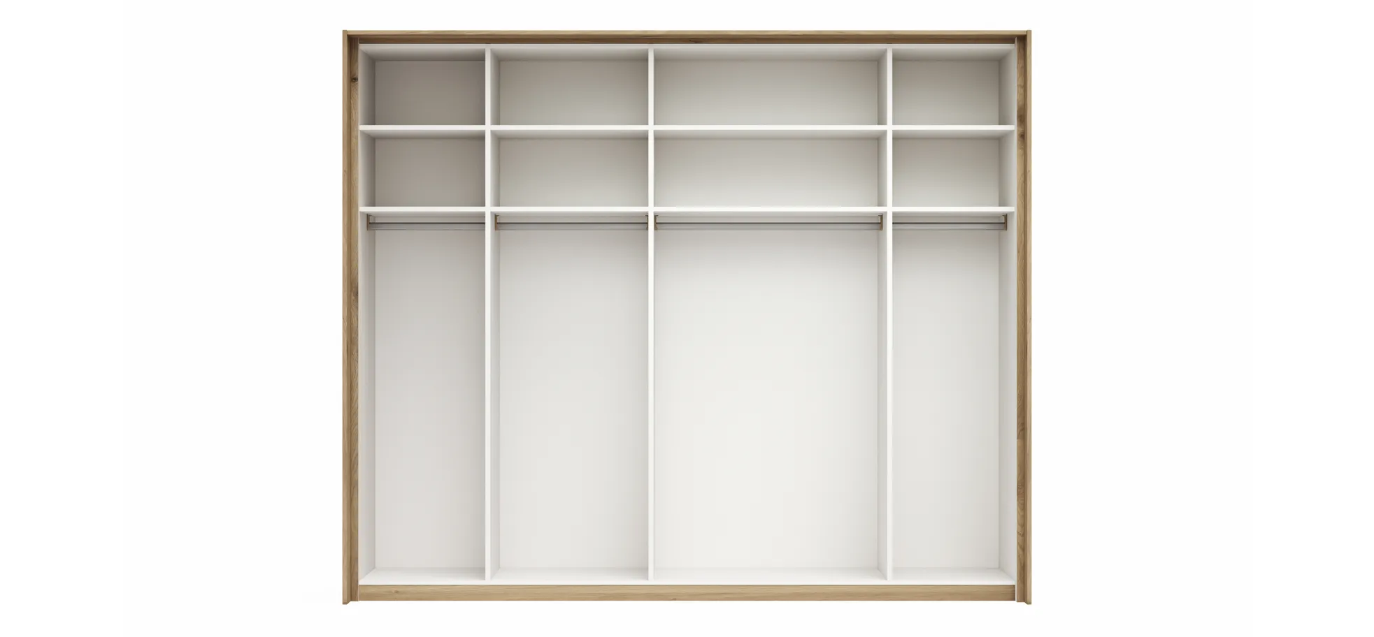 Schwebetürenschrank Viana - B ca. 248 cm, Furnier, Balkeneiche, Weiß