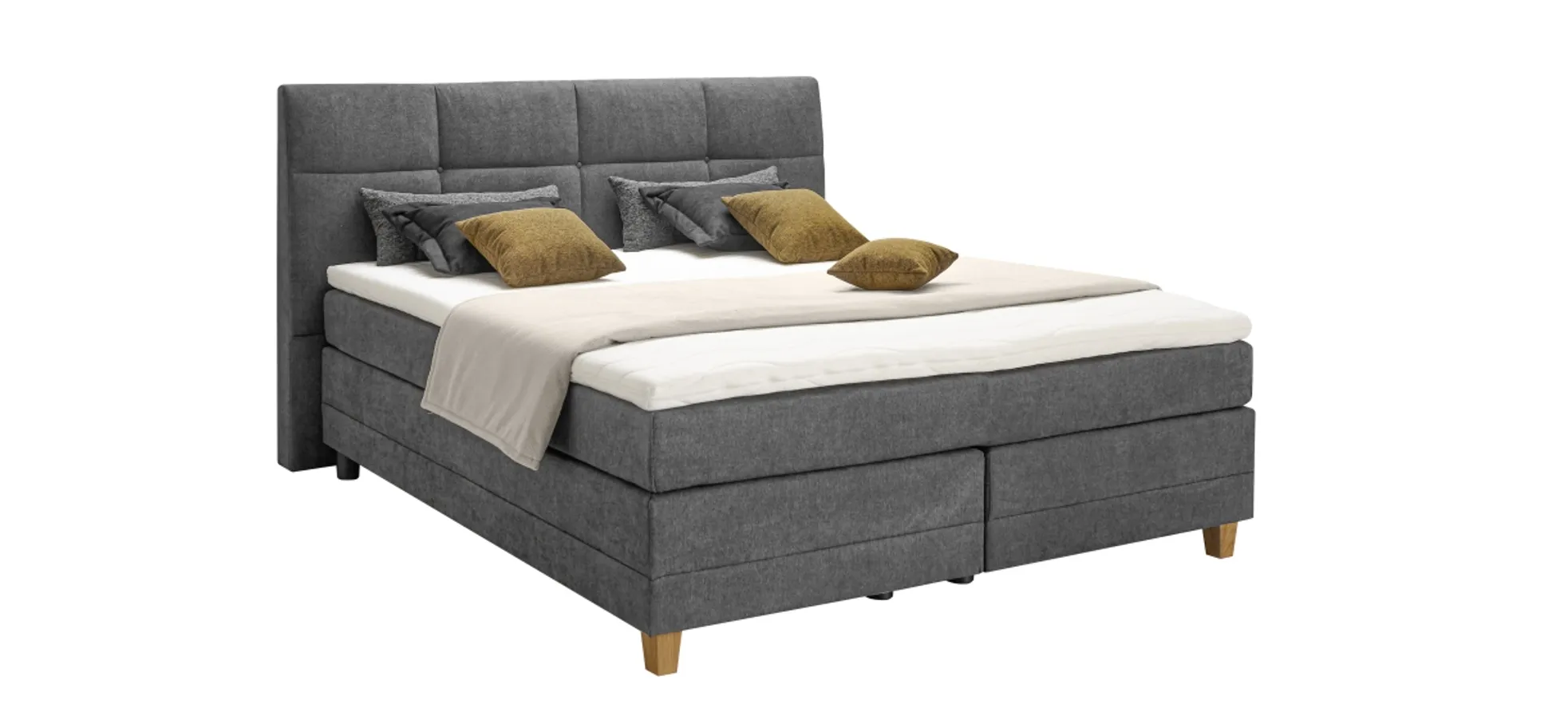 Boxspringbett EM Malo - Liegefläche ca. 180x200 cm, Stoff, braun