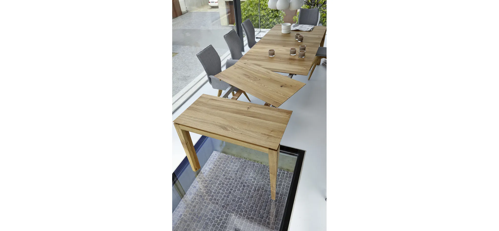Esstisch 3400 - ausziehbar, LB ca. 200x100 cm, Asteiche massiv, Geölt, Gedrehter Fuss
