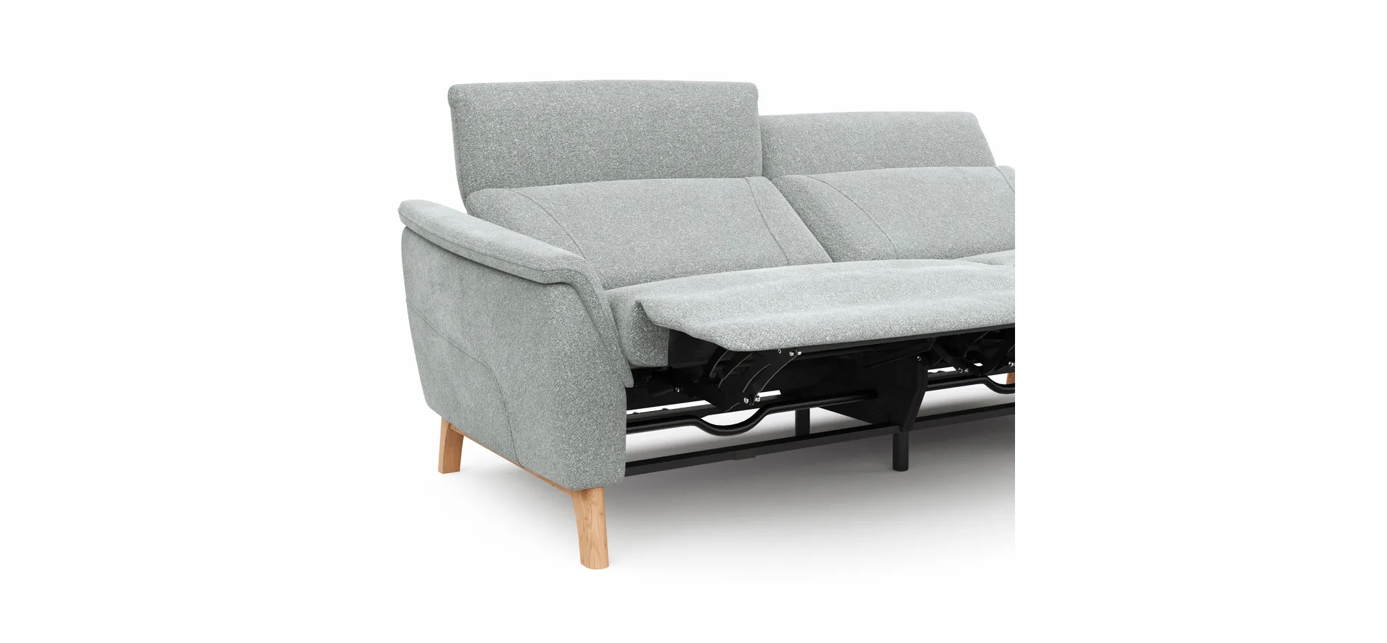 Sofa Nevin - 3-Sitzer, inkl. Relaxfunktion und Kopfteilverstellung (motorisch), Stoff, Silbergrau 
