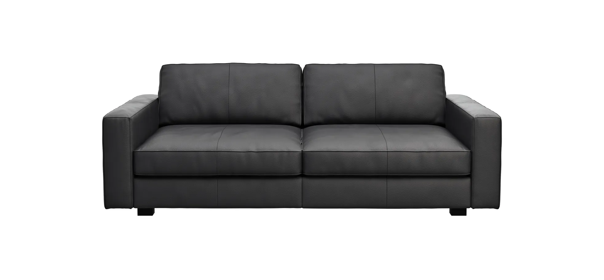 Sofa Aprino 2 - 3,5-Sitzer XXL, Dickleder, Schwarz, Armlehne Block schmal 111310