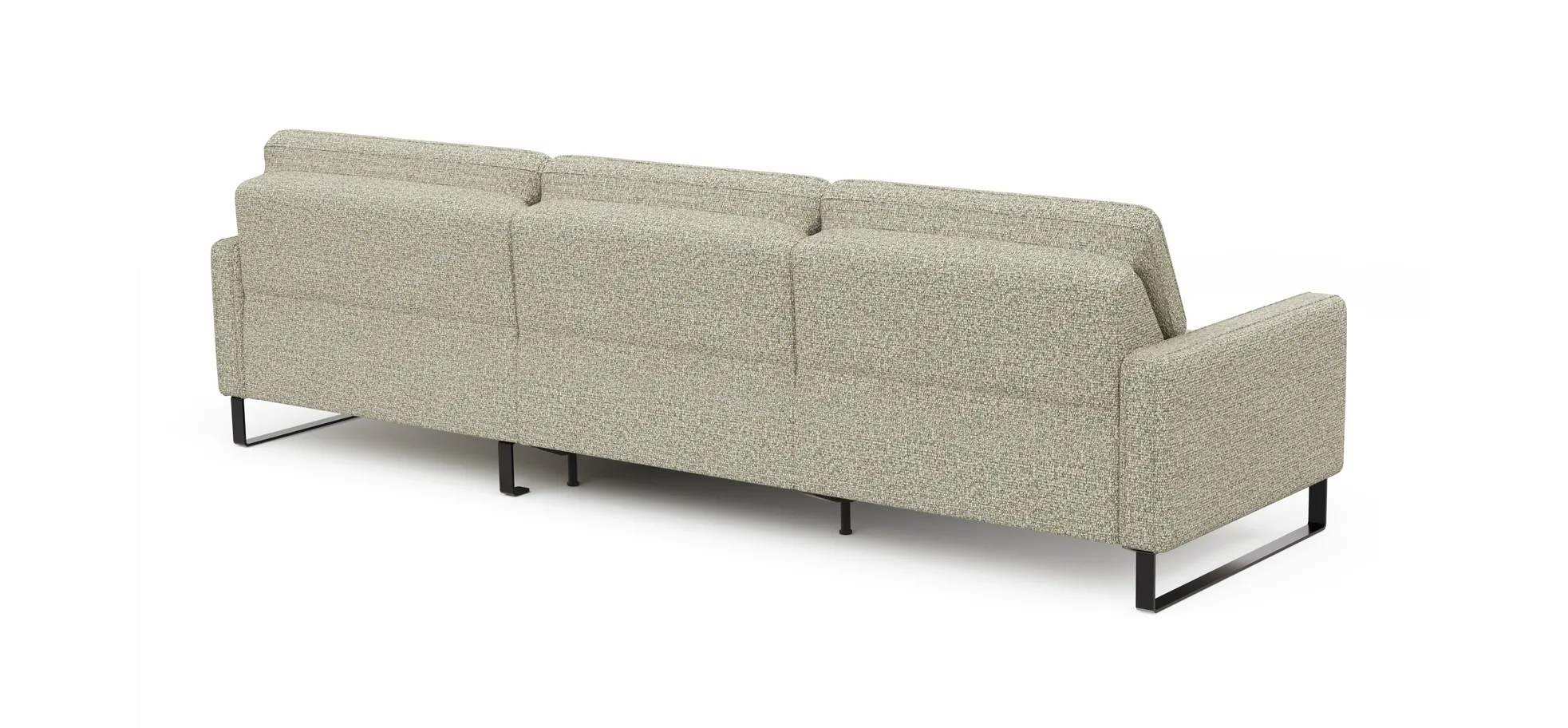 Ecksofa Valera - 3-Sitzer mit Longchair rechts inkl. Rückenlehne verstellbar und Relaxfunktion motorisch, Stoff, Limone
