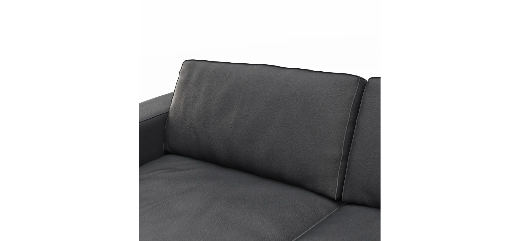 Sofa Aprino 1 - 3,5-Sitzer L, Dickleder, Schwarz, Armlehne Block breit