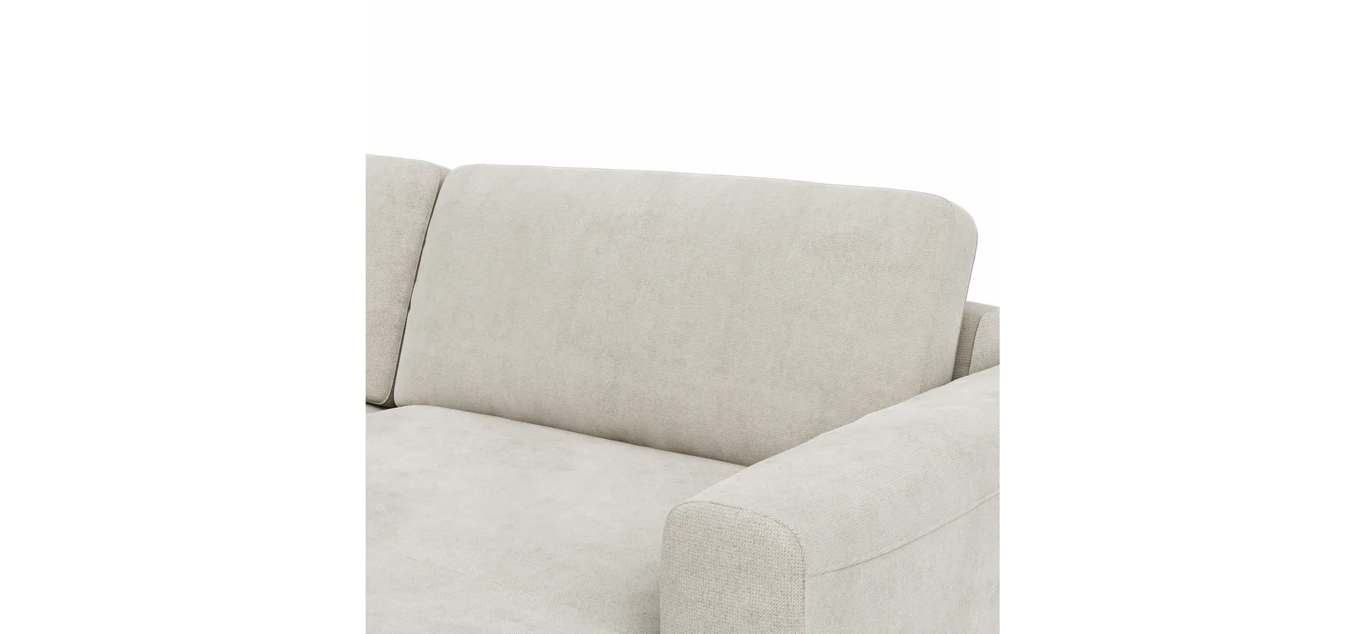 Wohnlandschaft Oviedo - Ecke links mit 2-Sitzer und Longchair rechts, Stoff, Natur