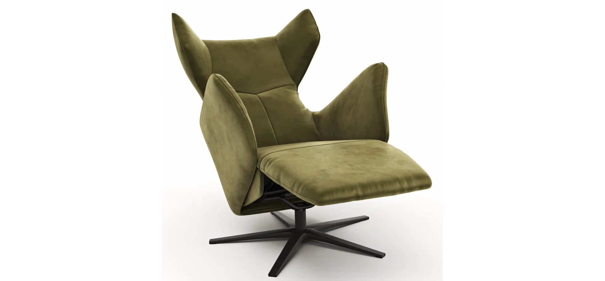 Sessel Noto Relax II - Rückenlehne und Fußteil verstellbar (motorisch), Velour, Schlammgrün