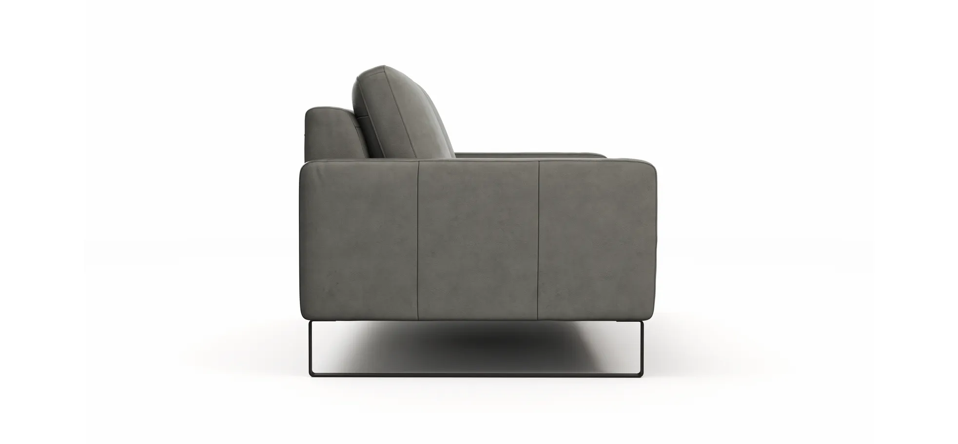 Sofa Enna - 3-Sitzer, Leder, Grau