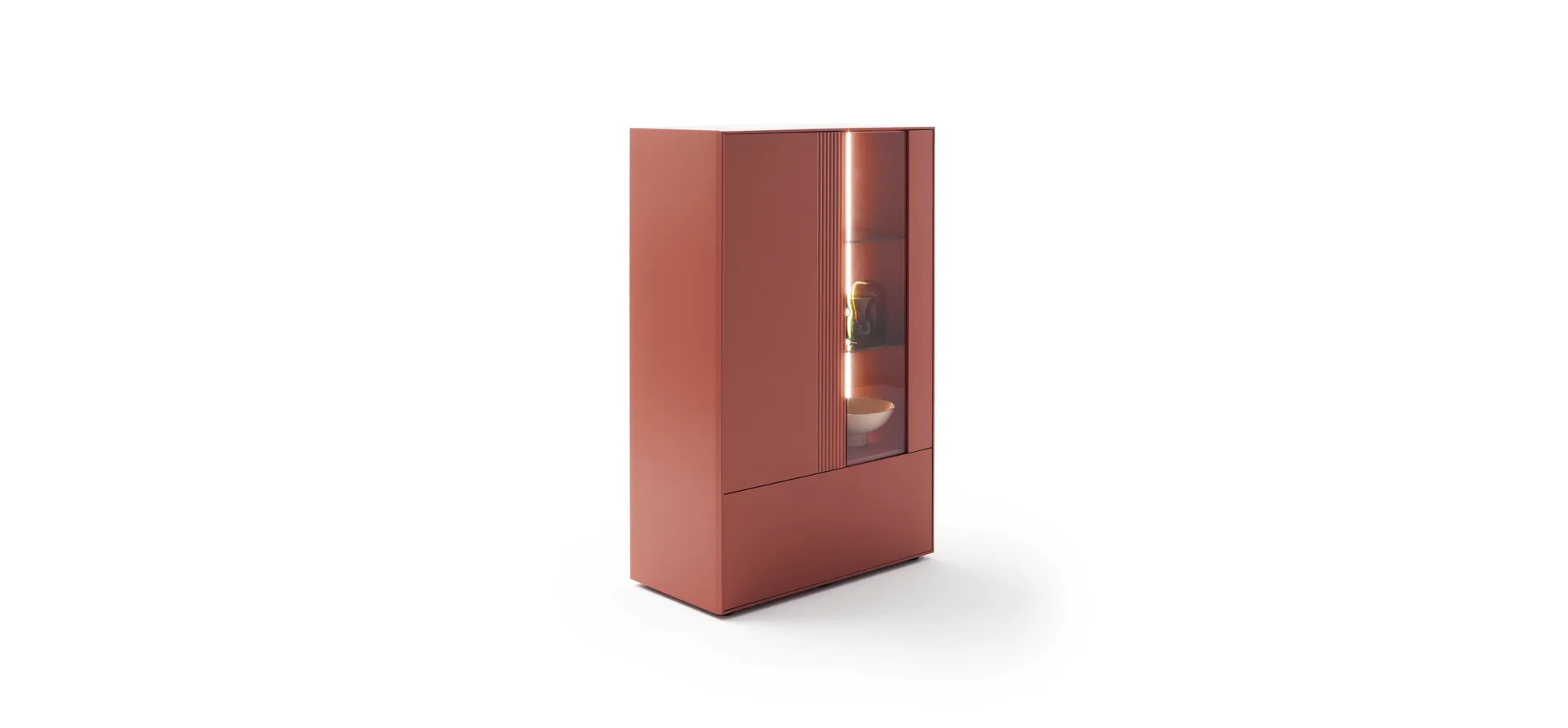 Highboard Colore - mit Beleuchtung, BHT ca. 90x144x45 cm, Lack Samtbeere