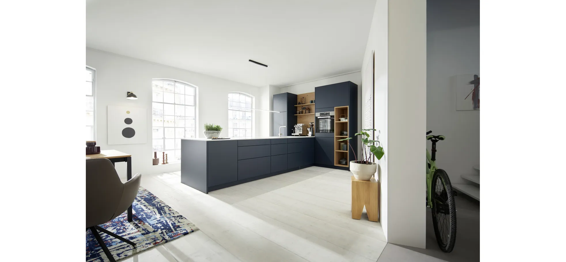 Küchenzeile 54.160 CO 6 521, Lack tiefblau samtmatt,