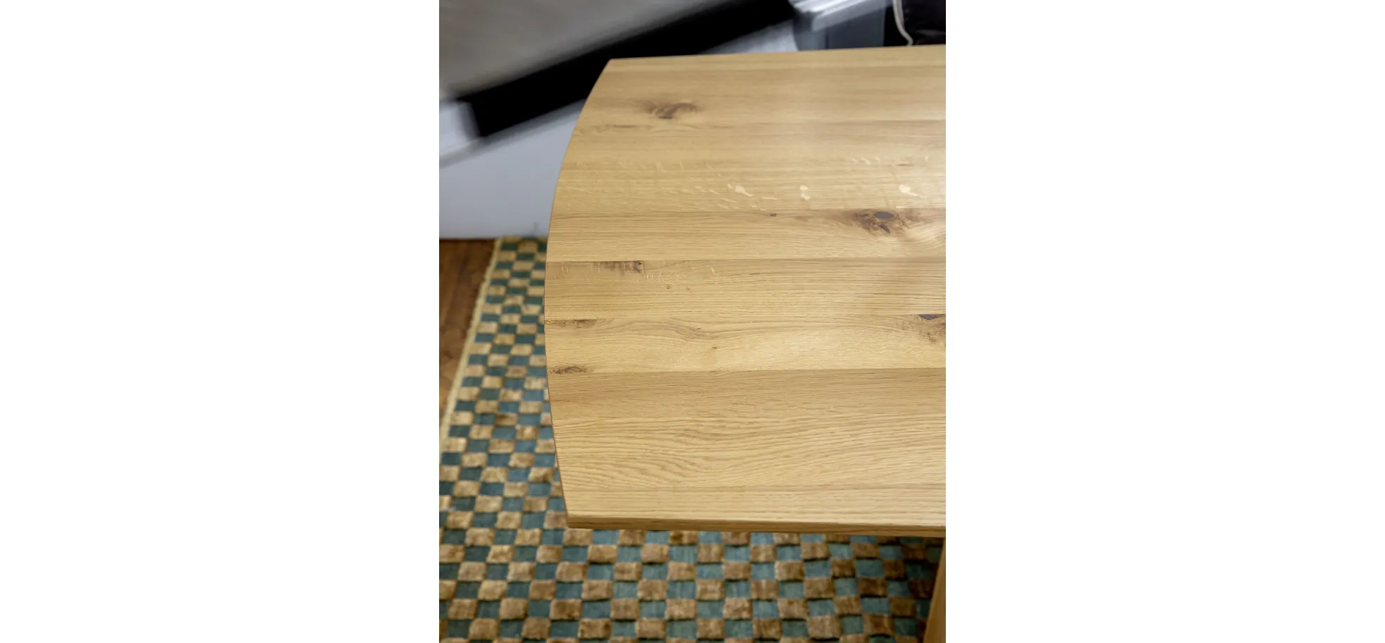 Esstisch 3100 - LB ca. 220x100 cm, Asteiche Bianco massiv, Holzwange