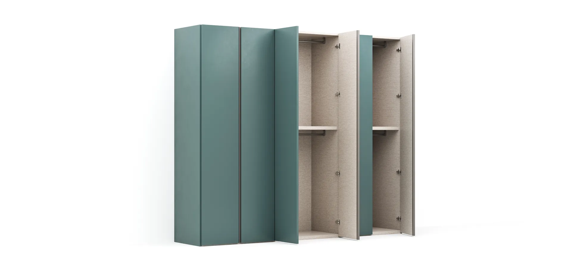 Drehtürenschrank Loretto - B ca. 280 cm, Lack matt, Salbeigrün
