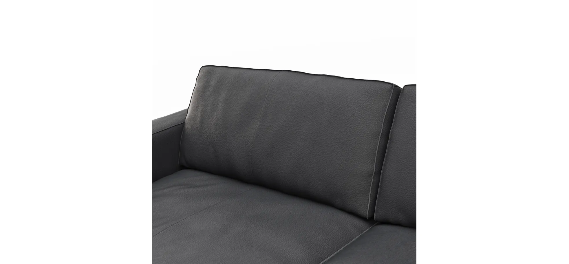 Sofa Aprino 2 - 3,5-Sitzer L, Dickleder, Schwarz, Armlehne Block schmal
