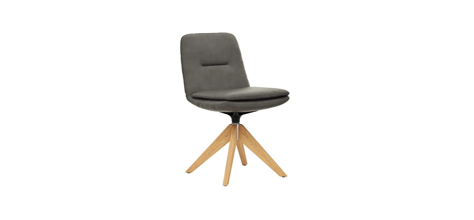Polsterstuhl Macano - drehbar, Leder, Grau 102272