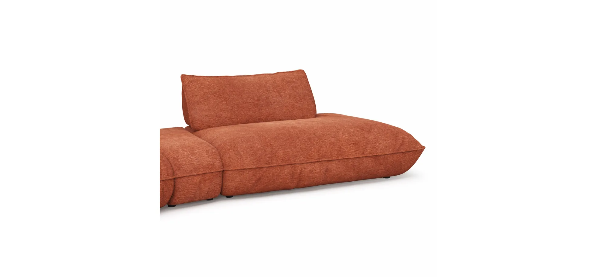 Trapezsofa Fluffy - 2-Sitzer mit Trapezelement und Abschlussteil inkl. Rückenlehne verstellbar, Stoff, Kupfer