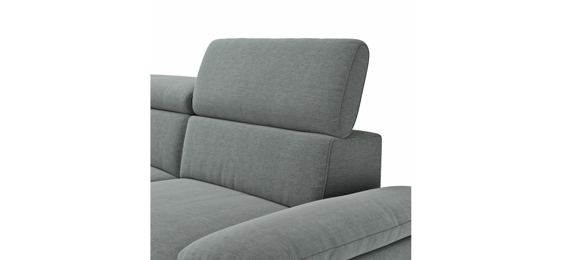 Ecksofa Felipa - Ecke links mit 2,5-Sitzer inkl. Armlehne verstellbar und Rückenlehne/Sitztiefe verstellbar (motorisch), Stoff, Grau