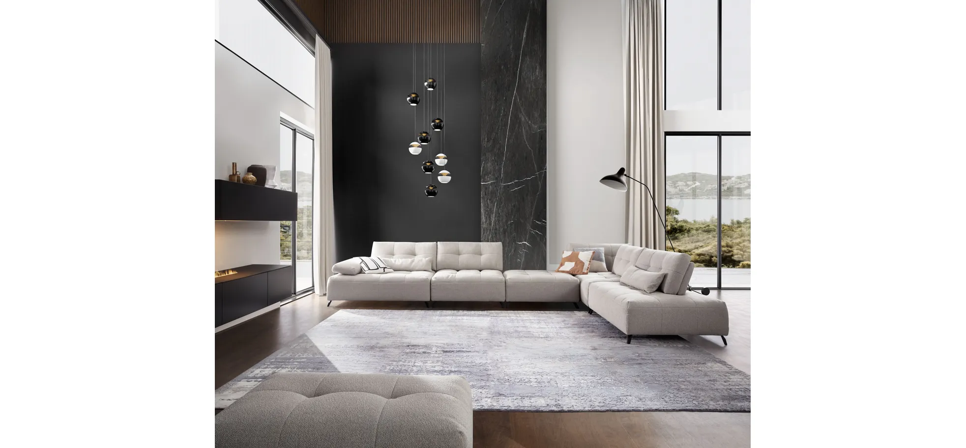 Hocker Comodo - Stoff, Offwhite