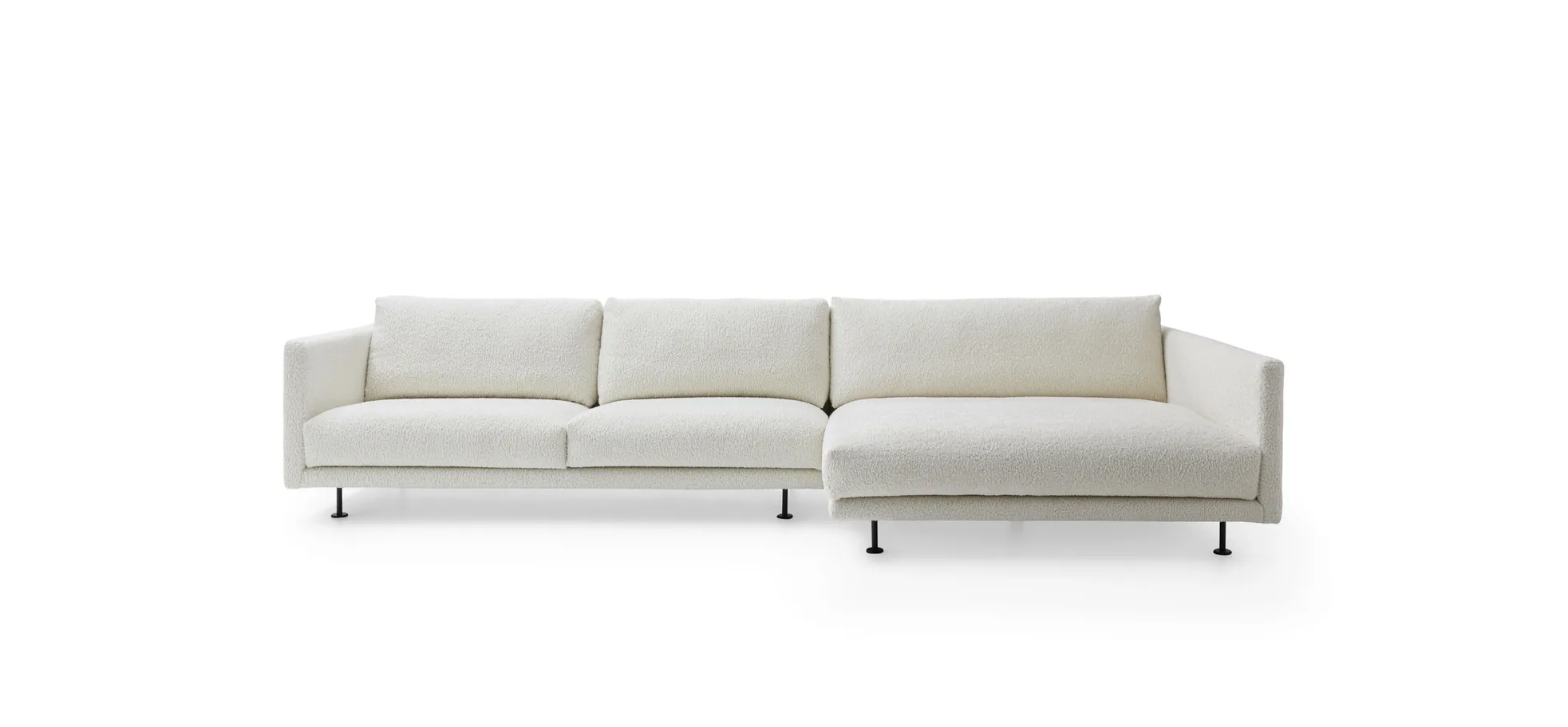 Ecksofa Cuneo - 2-Sitzer, Longchair rechts, Boucle, Creme 100896