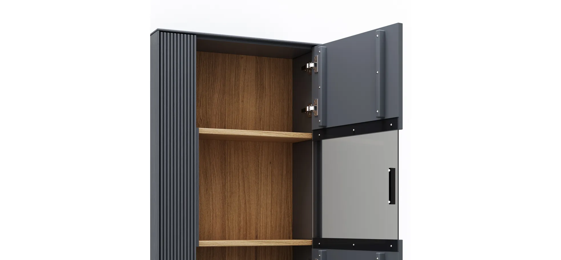 Hängevitrine Estana - Eiche massiv, Anthrazit