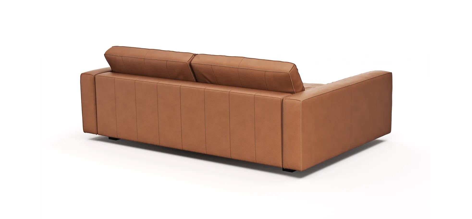 Sofa Aprino 2 - 3,5-Sitzer XXL, Dickleder, Cognac, Armlehne Block schmal