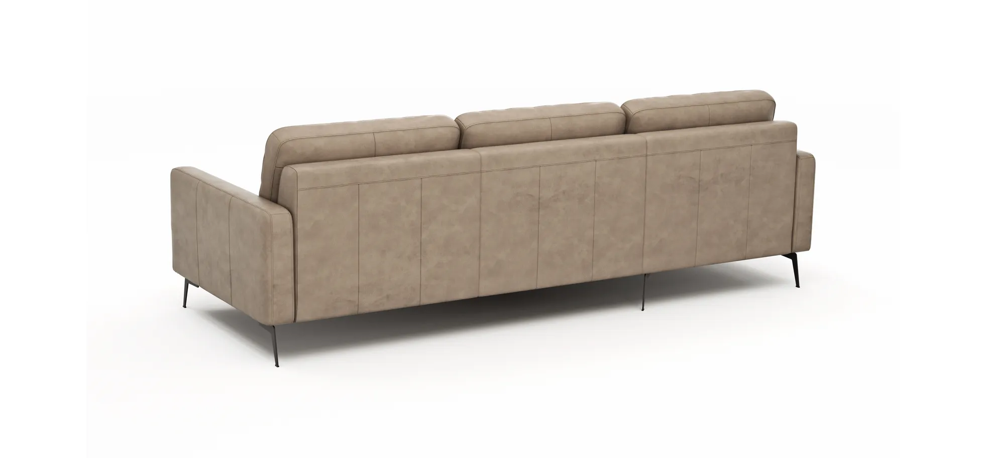 Ecksofa Enna - Longchair Links mit 3-Sitzer, Armlehne A, Leder, Taupe