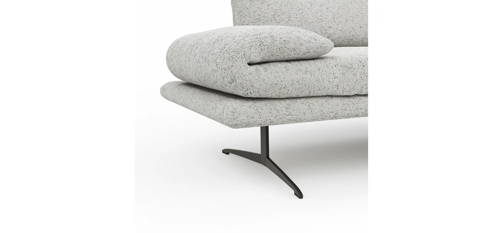 Ecksofa Lucero 2.0 - 2-Sitzer mit Longchair rechts inkl. Sitztiefenverstellung, Drehsitz und Sitztiefe verstellbar, Stoff, Offwhite