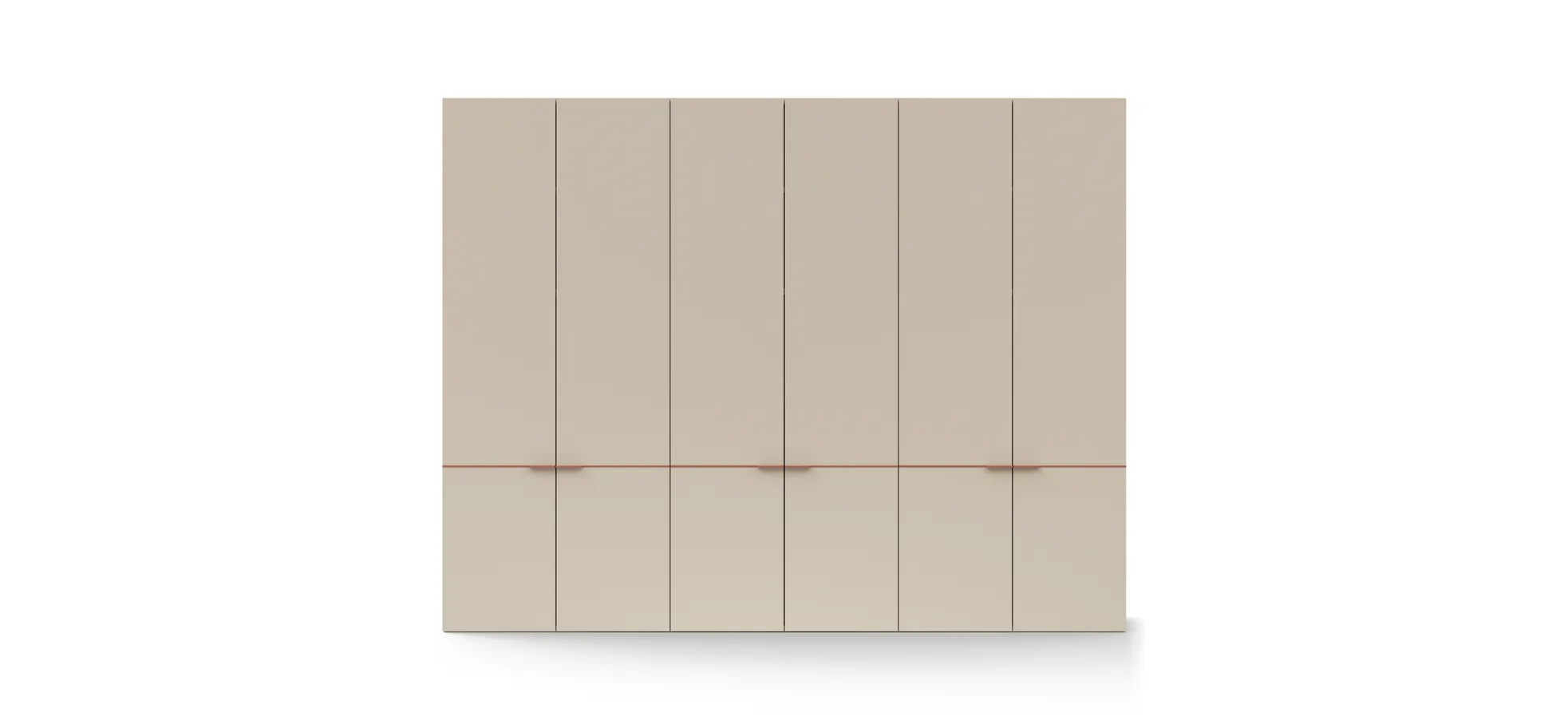 Drehtürenschrank Matera - BTH ca. 301x60x235 cm, Lack Kaschmir, Abs. Pfirsich