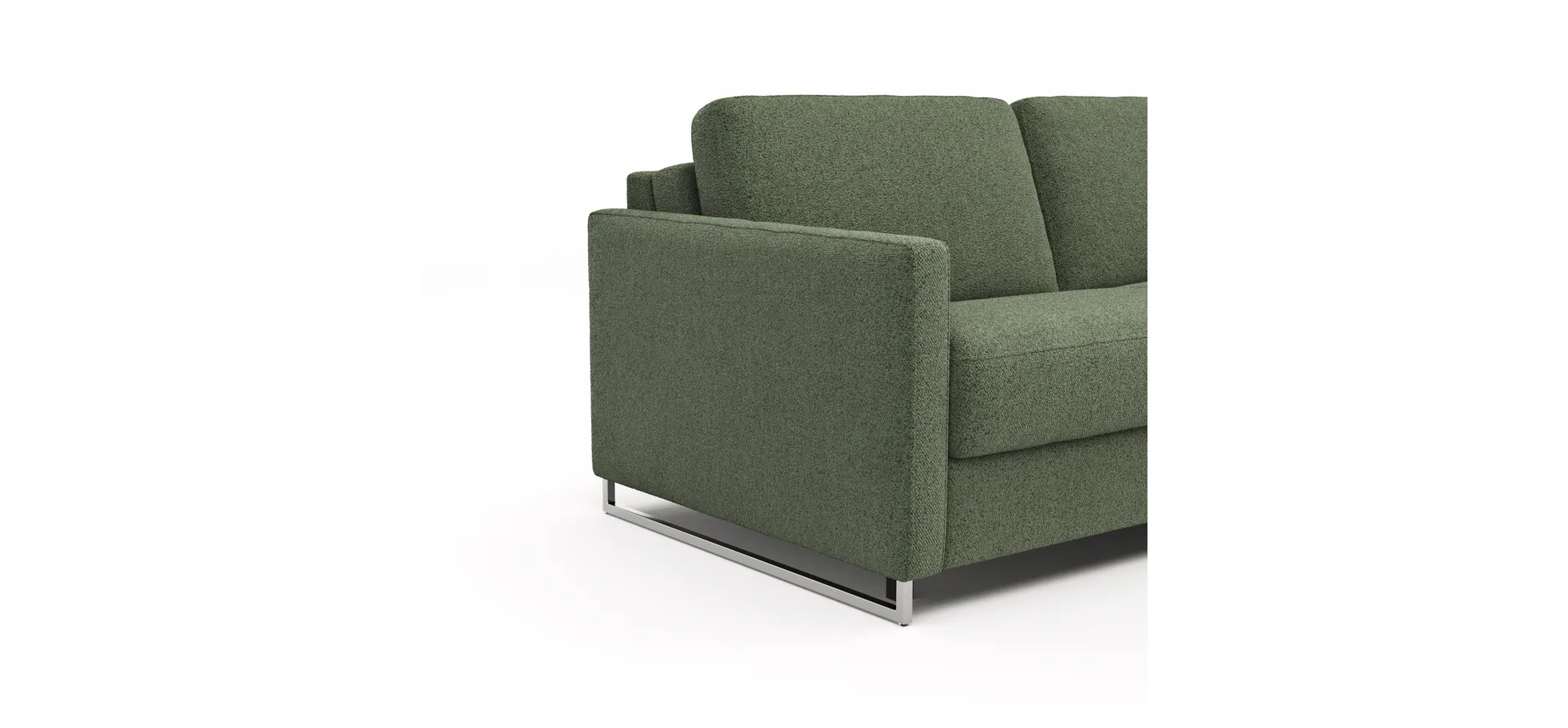 Sofa Nuoro - 2,5-Sitzer inkl. Schlaffunktion, Armlehne mit Kufe, Stoff, Olivgrün