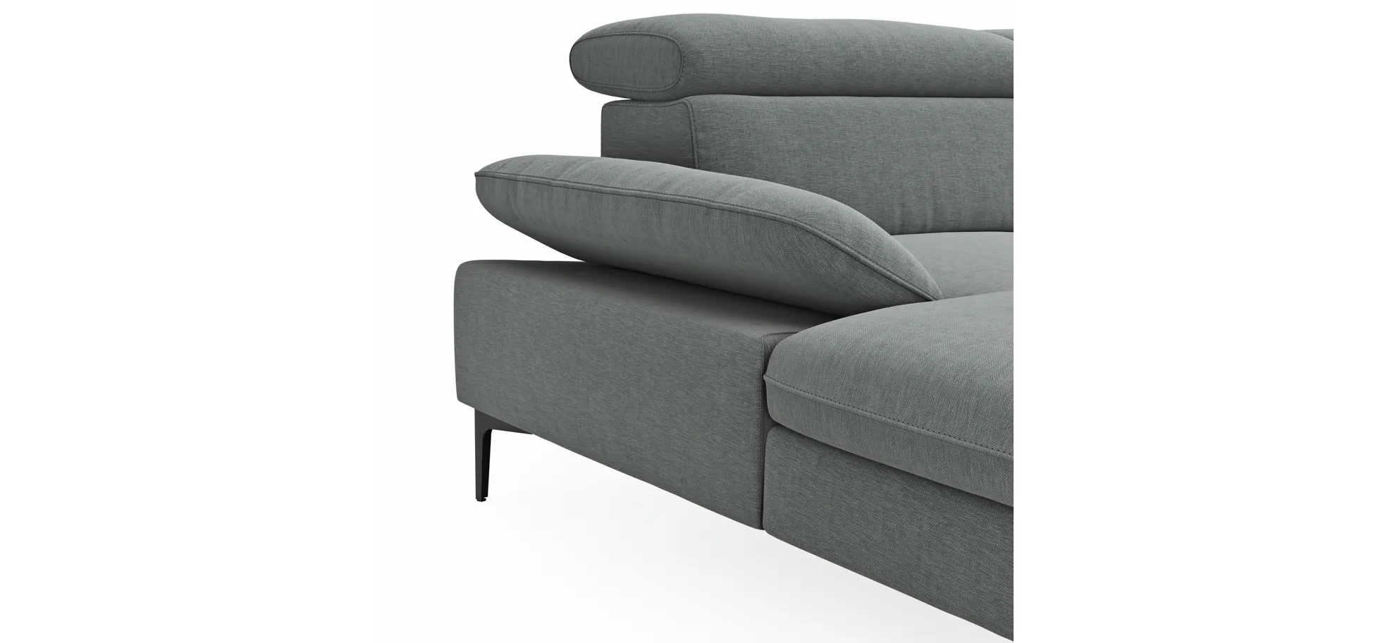 Ecksofa Felipa - Longchair links mit 2,5-Sitzer inkl. Armlehne verstellbar und Rückenlehne/Sitztiefe verstellbar (motorisch), Stoff, Grau