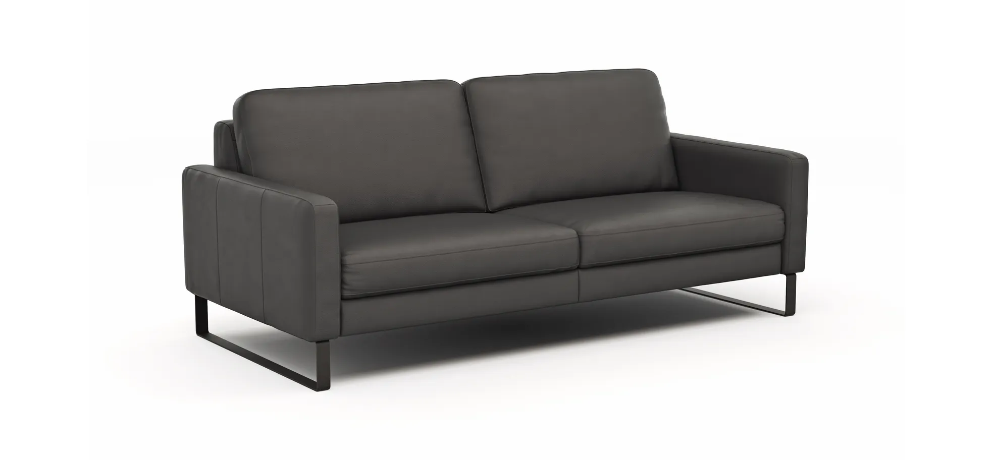 Sofa Enna - 3,5-Sitzer, Leder, Anthrazit