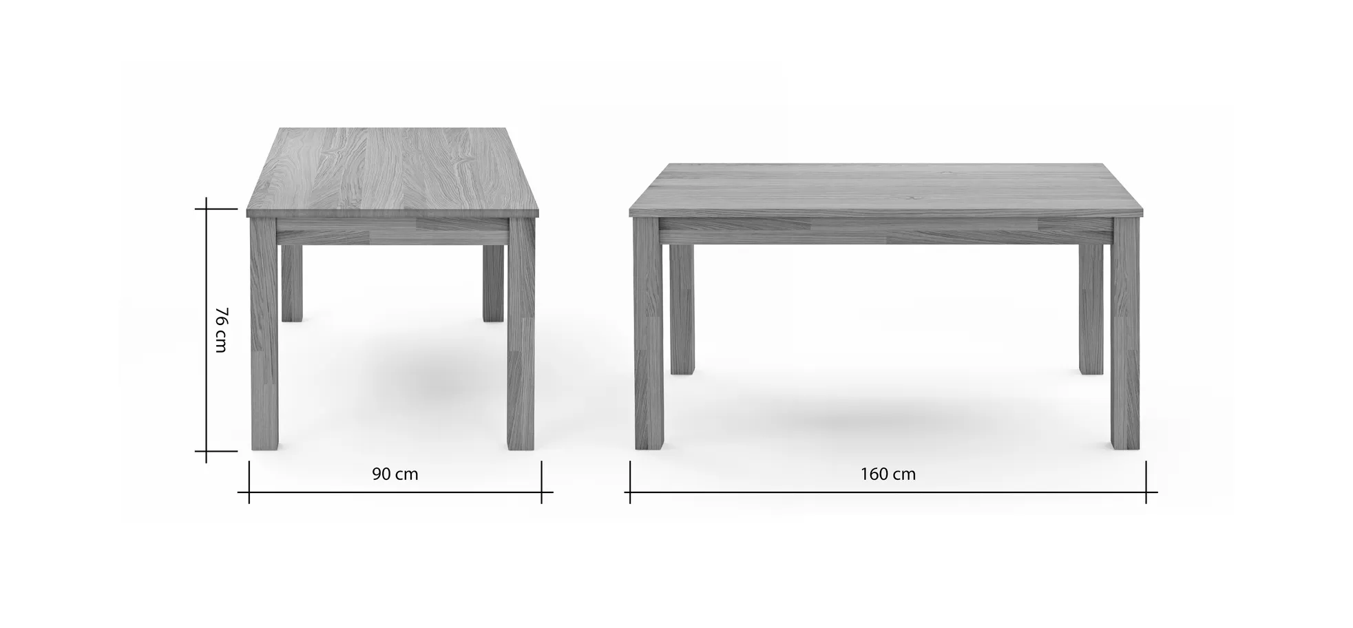 Esstisch Dinner - verlängerbar, LB ca. 160x90 cm, Wildeiche massiv