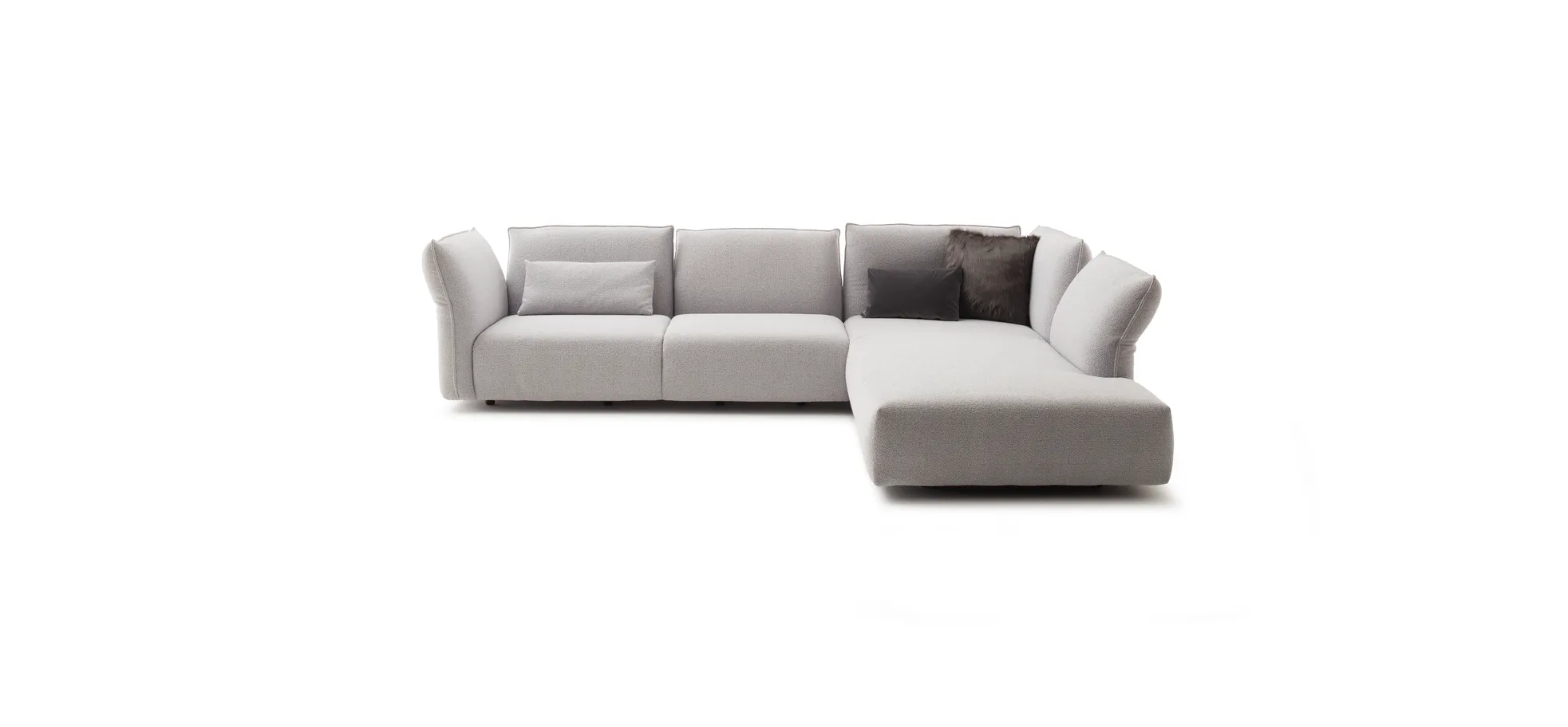Ecksofa Motone - 2,5-Sitzer mit Ecke rechts, Stoff, Hellgrau