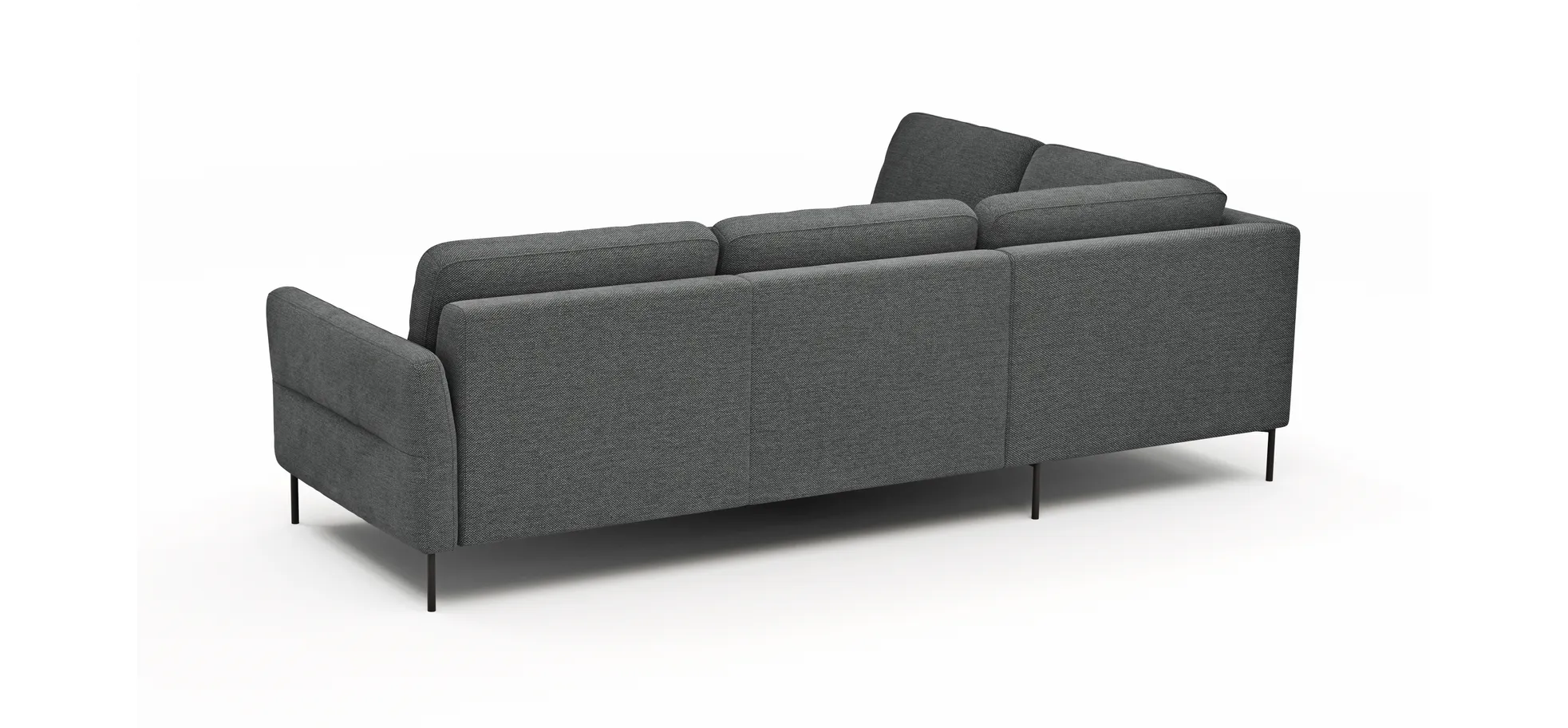 Ecksofa  Enna - Ecke links, 3-Sitzer, Sitzvorzug (motorisch), Stoff, Anthrazit