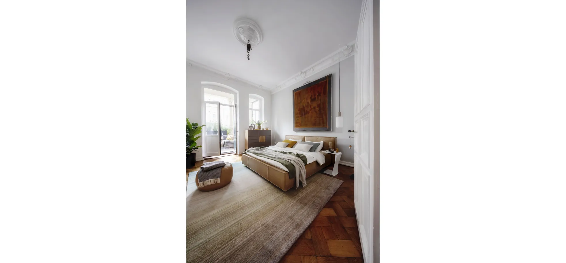 Bett Alvito - Liegefläche ca. 180x200 cm, Leder, Cappuccino