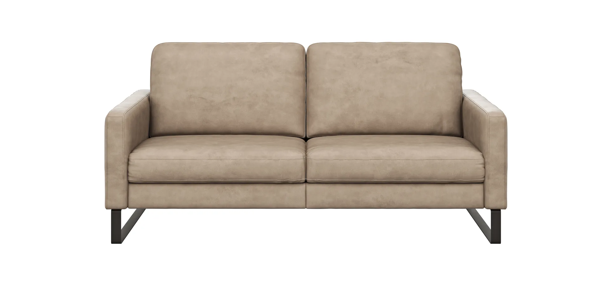 Sofa Enna - 3-Sitzer, Armlehne A, Leder, Taupe, Kufe, Schwarz 111497