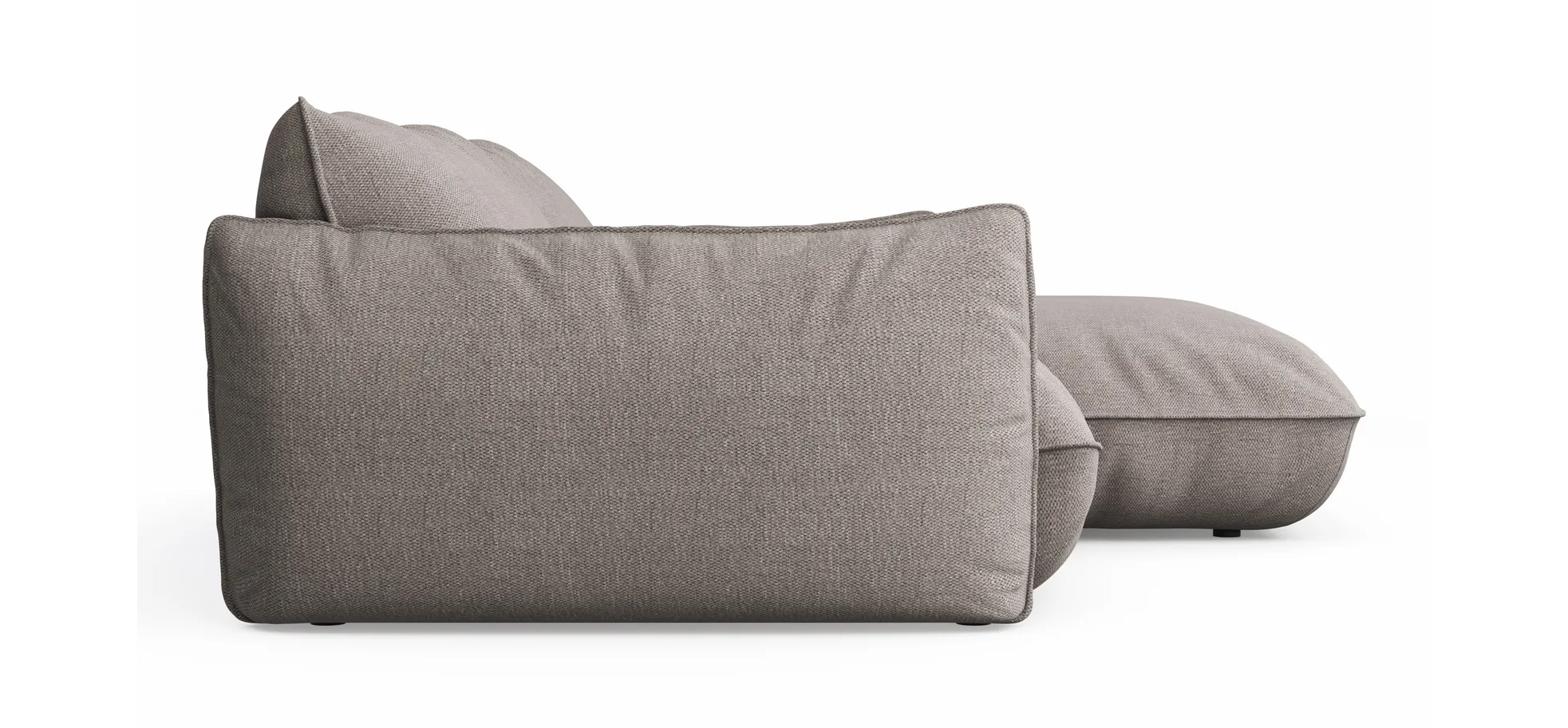 Ecksofa Fluffy - 2,5-Sitzer mit Longchair rechts inkl. Rückenlehne verstellbar, Stoff, Taupe