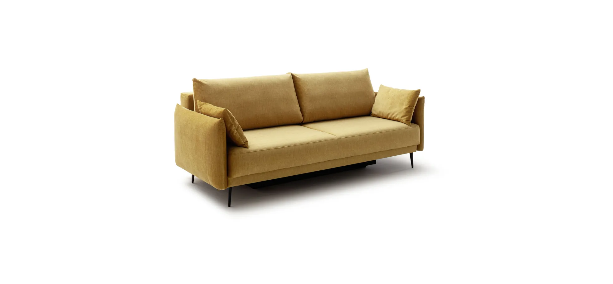 Schlafsofa Nettuno - 3-Sitzer, inkl. Schlaffunktion, Velour, Senfgelb
