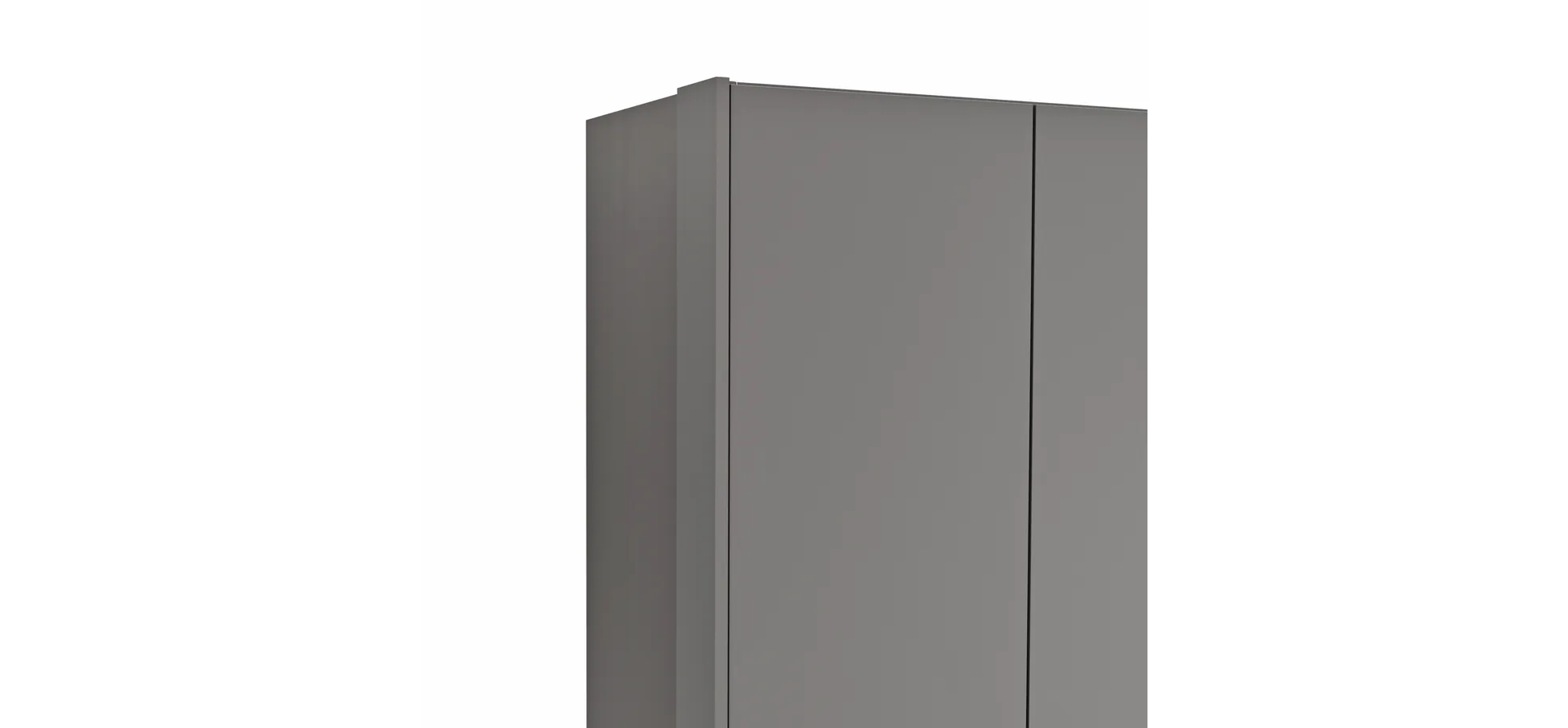 Drehtürenschrank Viana - B ca. 204 cm, Lack, Steingrau, Riffholz, Wildeiche