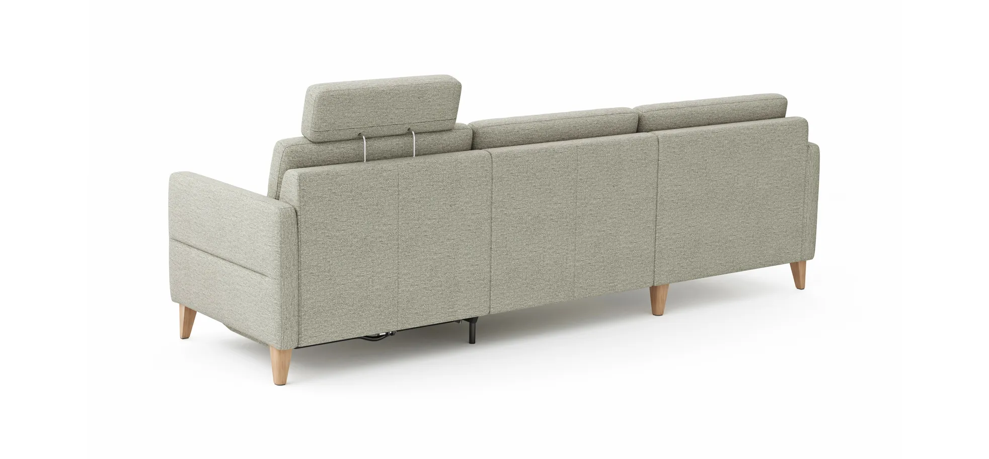 Ecksofa Arima - Longchair links mit 2,5-Sitzer inkl. Relaxfunktion und Sitzvorzug (motorisch), Stoff, Creme