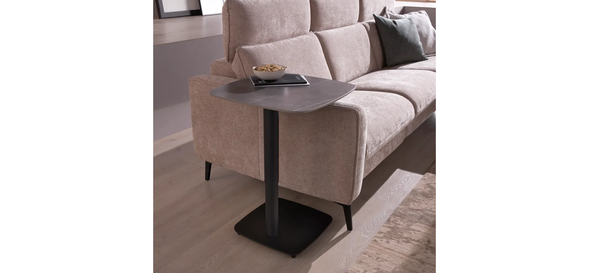 Couchtisch Camas - LBH ca. 75x75x42 cm, Keramik, Dunkelgrau