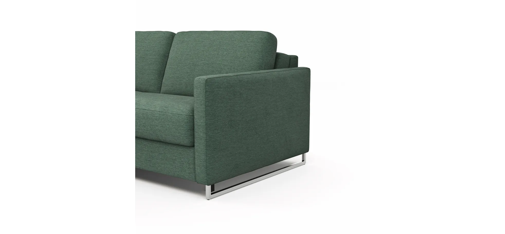 Ecksofa Nuoro - Longchair links mit 2-Sitzer inkl. Schlaffunktion und Bettkasten, Stoff, Dunkelgrün