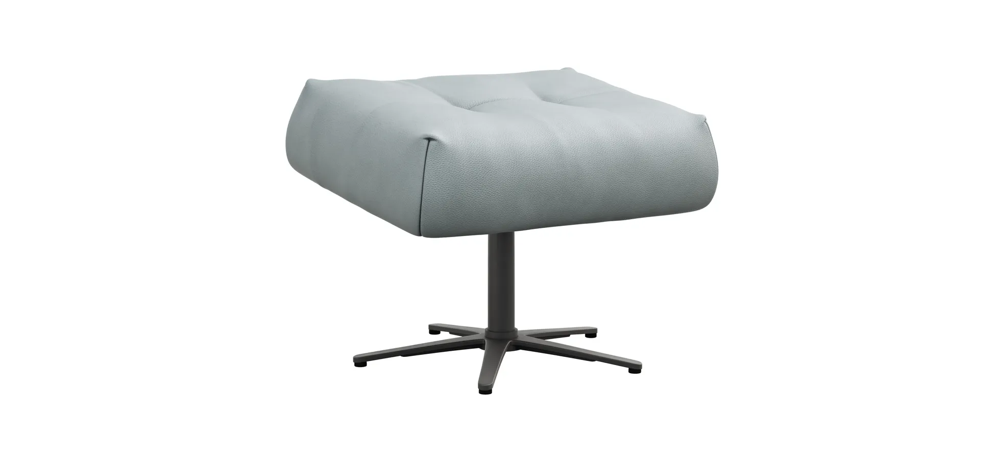 Hocker Terni - Sternfuss, Leder, Hellblau 117670
