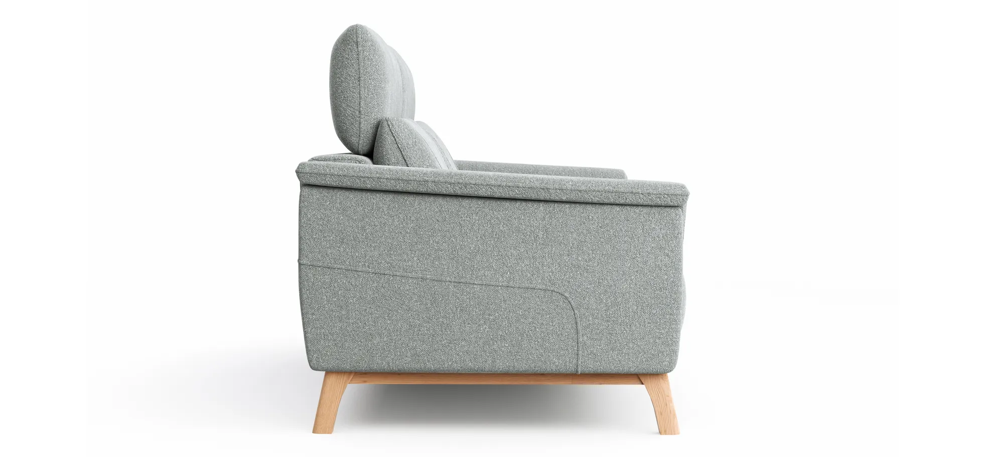 Sofa Nevin - 3-Sitzer inkl. Kopfpolsterverstellung, Stoff, Silbergrau