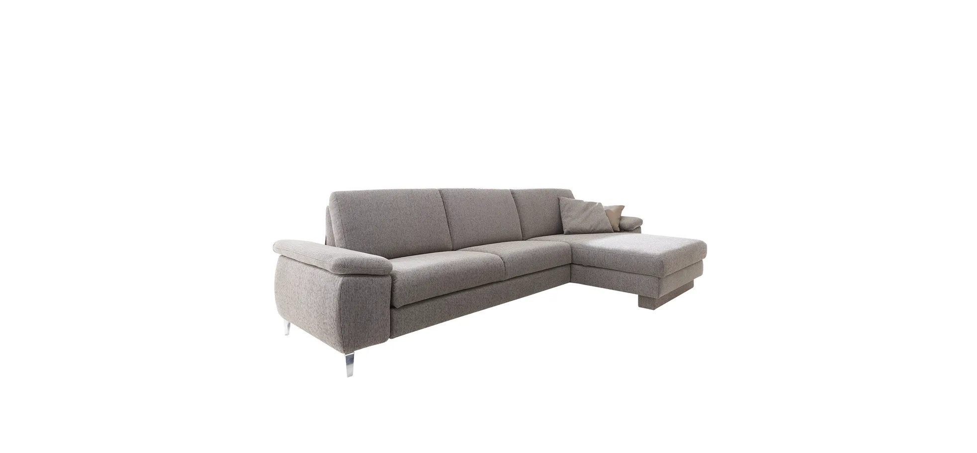 Ecksofa Colombia - 2,5-Sitzer mit Longchair rechts, Armlehne verstellbar, Stoff, Hellbraun
