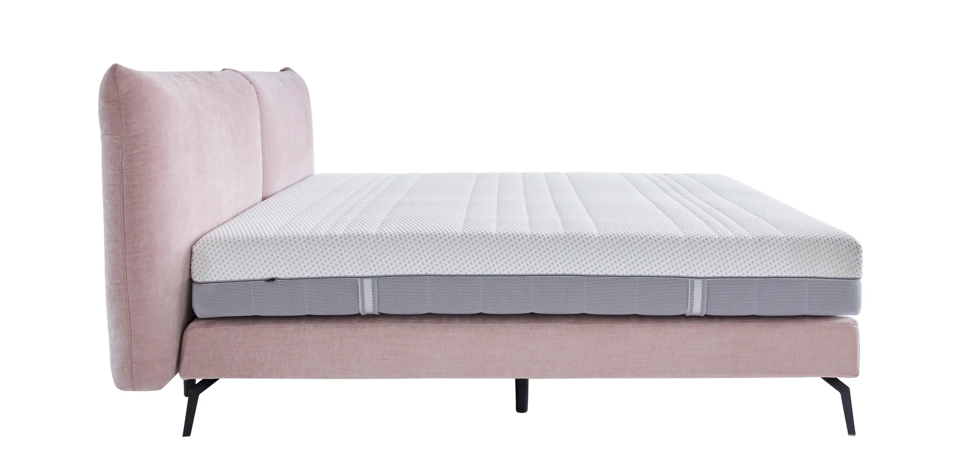 Boxspringbett Delia - Liegefläche 180x200 cm, Stoff, Rose 