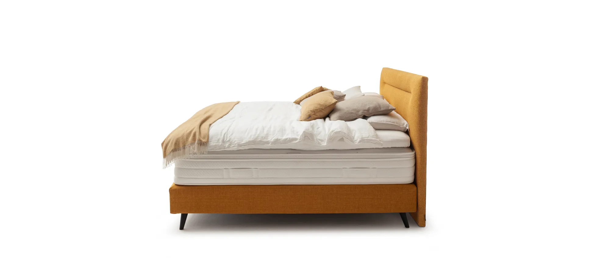 Boxspringbett Navelli 2 - Liegefläche ca. 180x200 cm, Stoff, Kurkuma