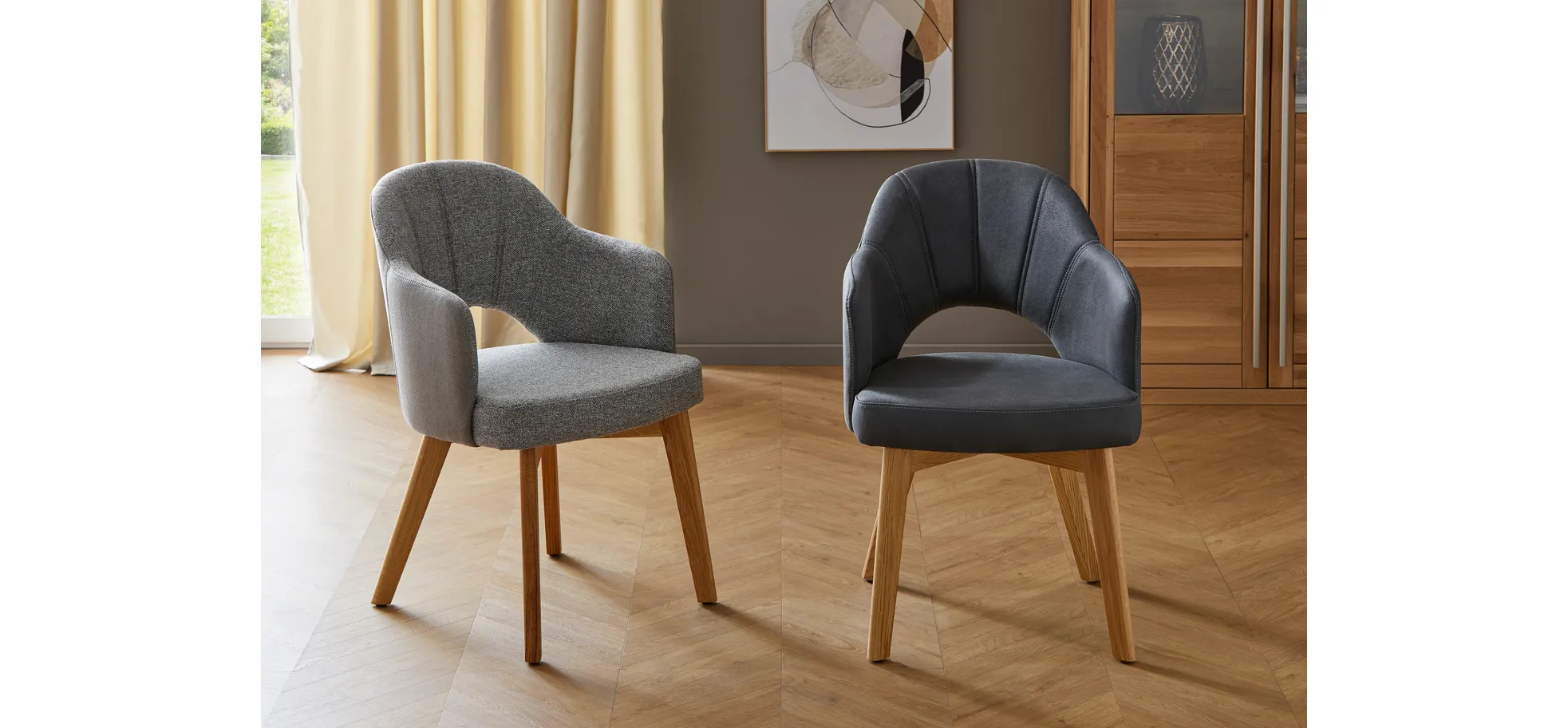 Armlehnenstuhl 5000 - Stoff, Grau und Microfaser Hellgrau